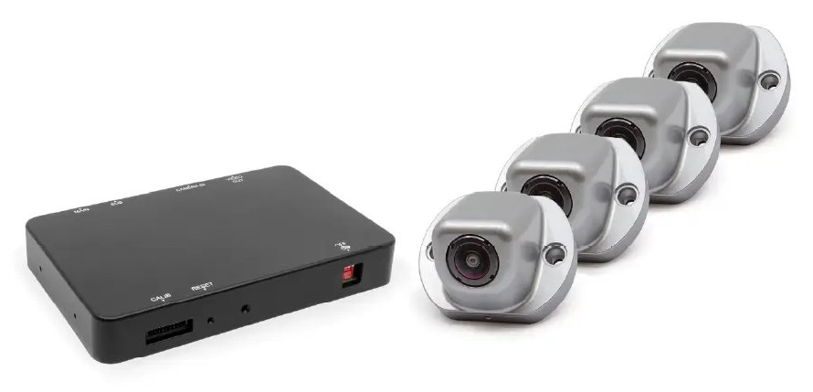 Il sistema Backeye 360 nel suo insieme, con le telecamere e la centralina
